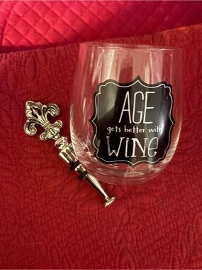 Stemless Clear Wine Glass with 'Age Gets Better With Wine' Quote